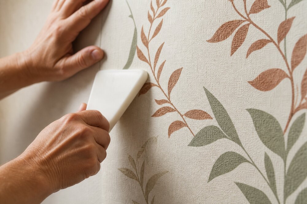 Pose d'un papier peint intissé pré-encollé — détail de la texture