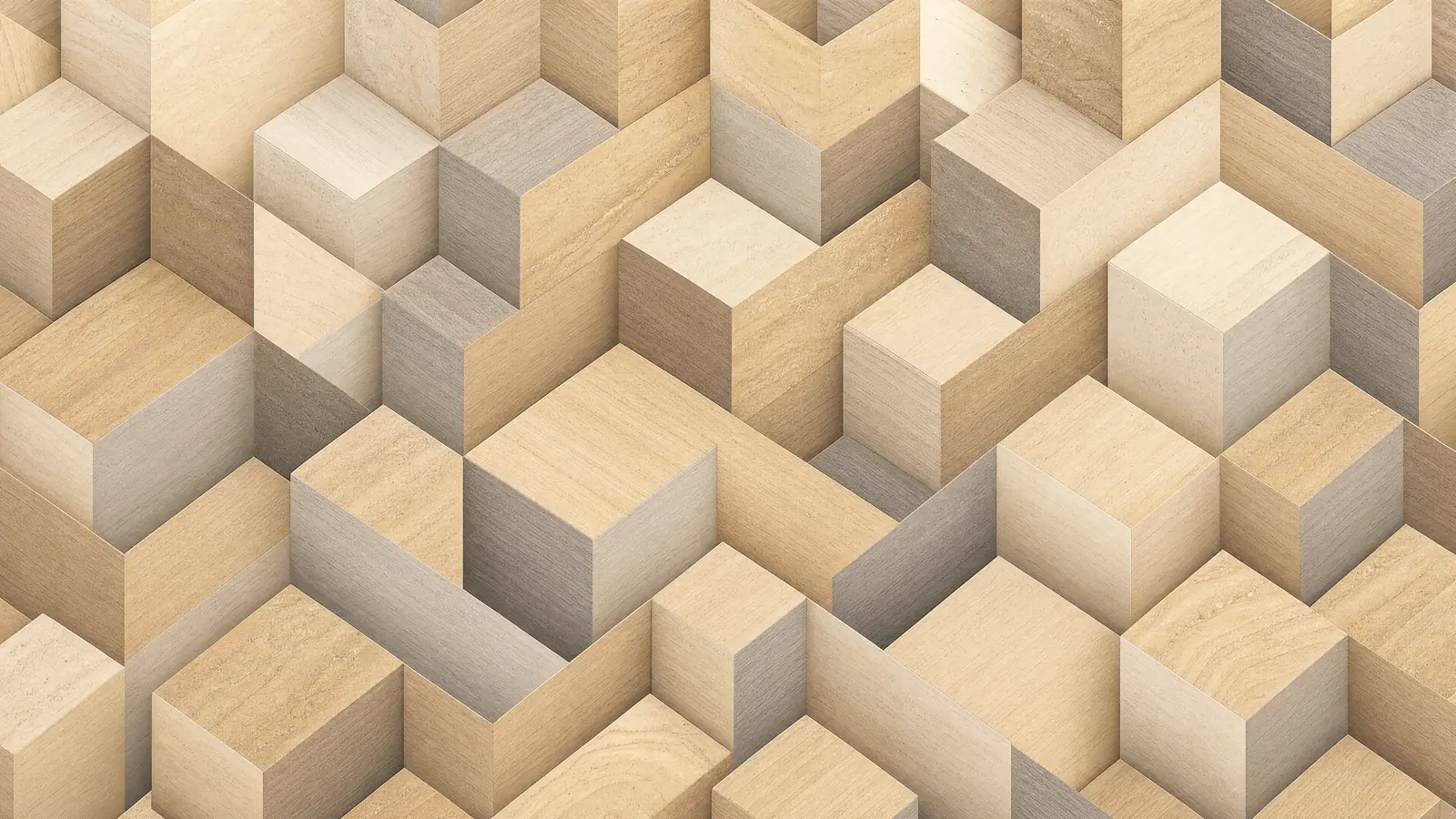 Papier peint cubes tressés tons sable naturels