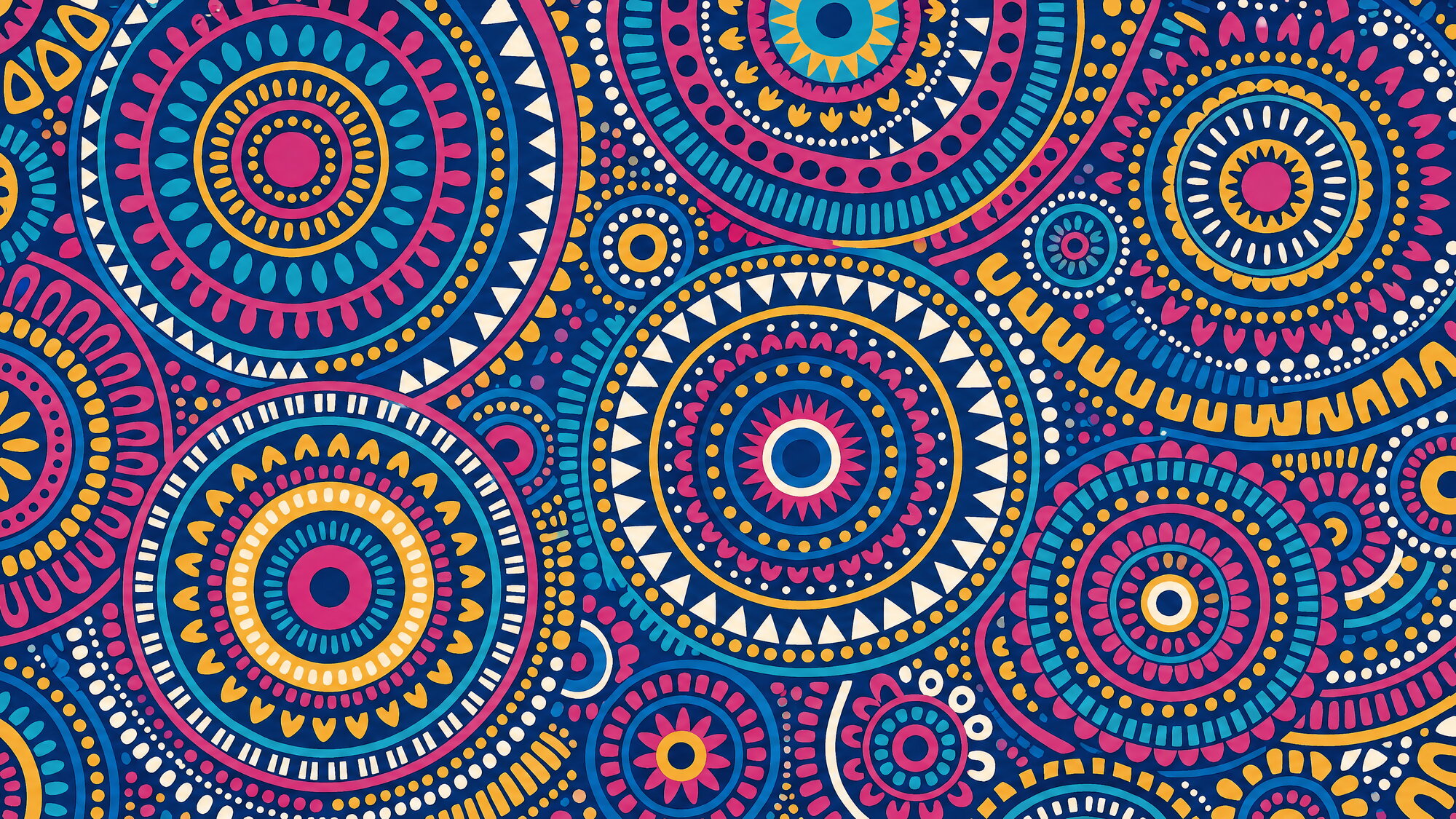 Papier peint motif abstrait circulaire tribal multicolore
