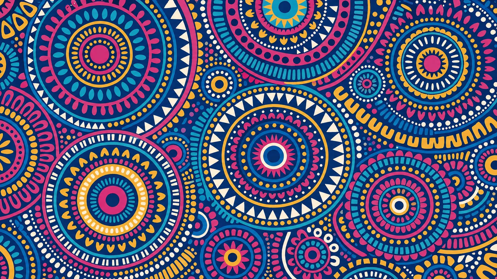 Papier peint motif abstrait circulaire tribal multicolore