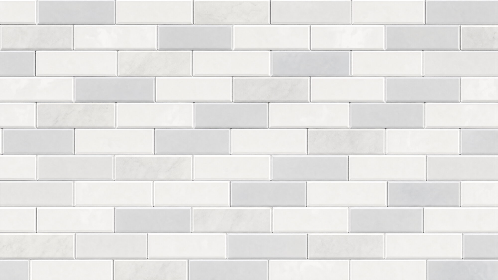 Papier peint panoramique motif carreaux métro blanc gris