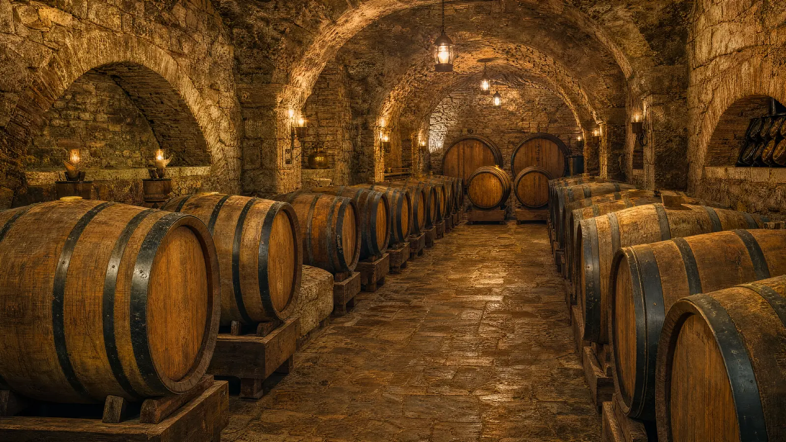 Papier peint cave à vin ancienne bois doré
