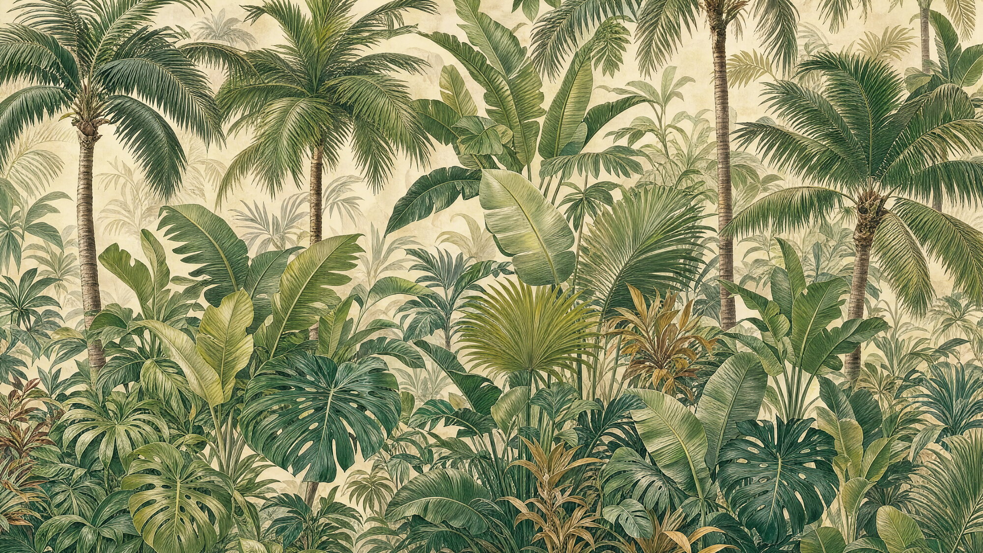Papier peint jungle tropicale sur mesure palmiers verts