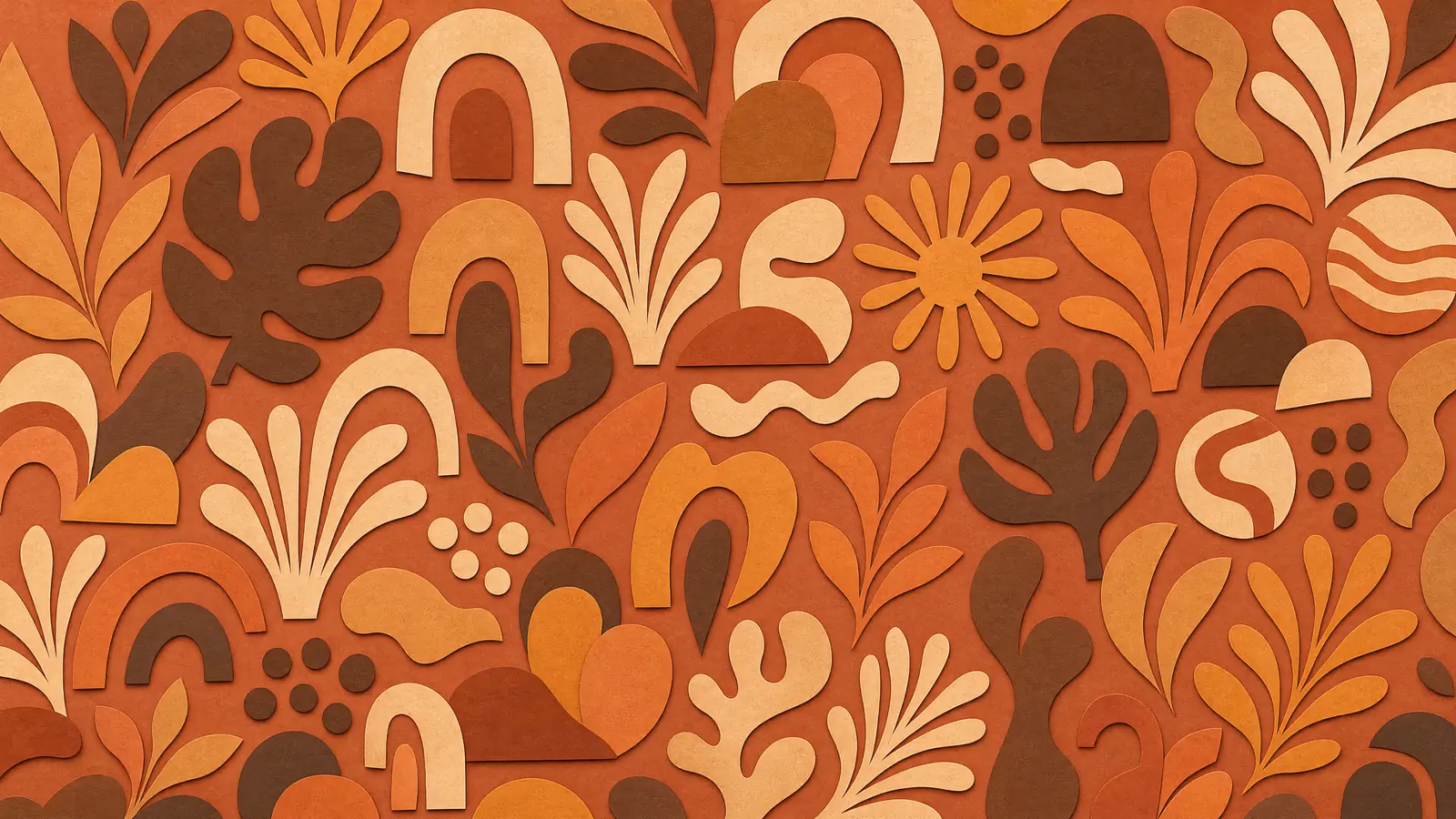 Papier peint panoramique Afro-Bohème cut-out terre cuite