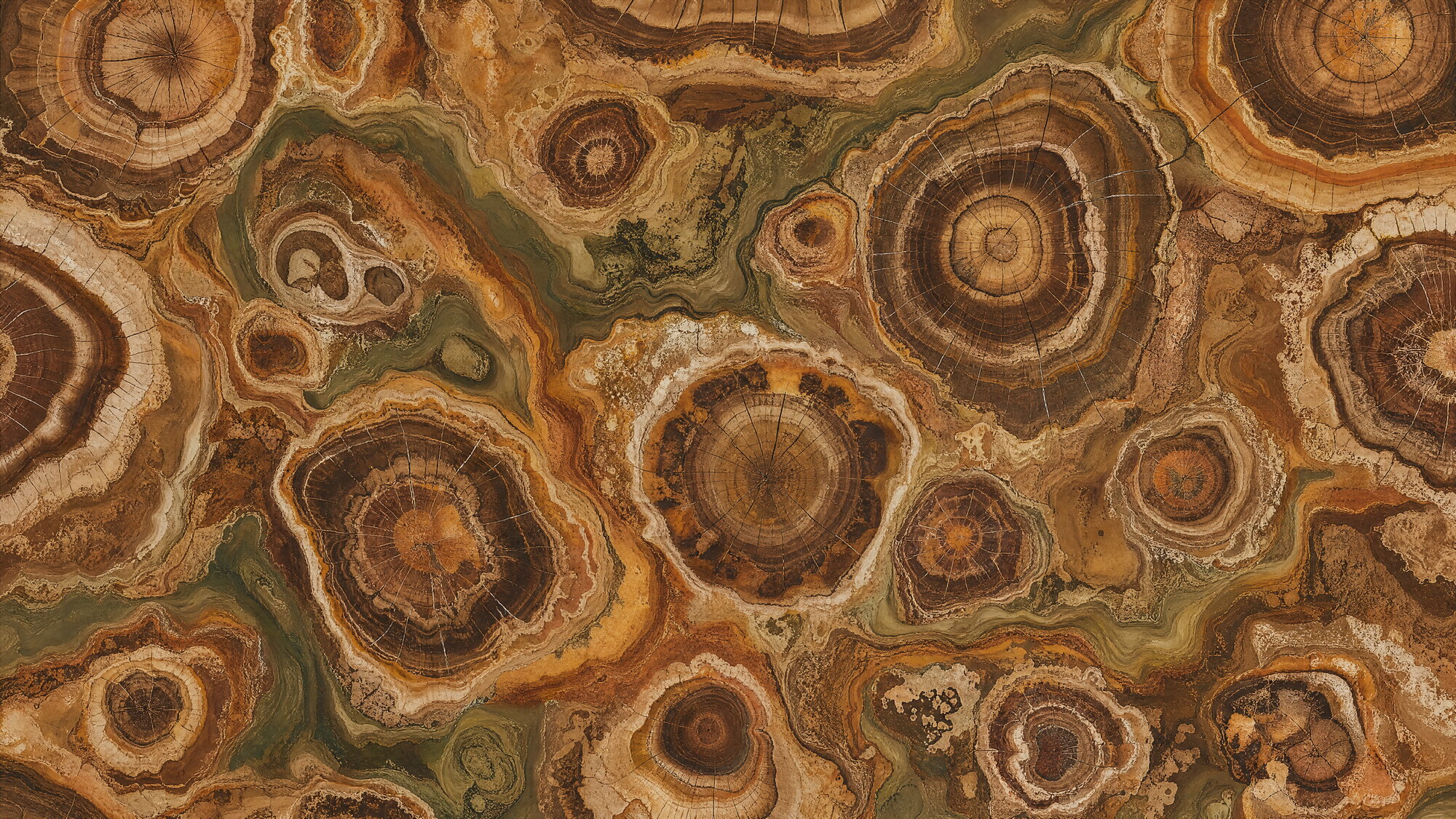 Papier peint panoramique Bois fossile stylisé automnal