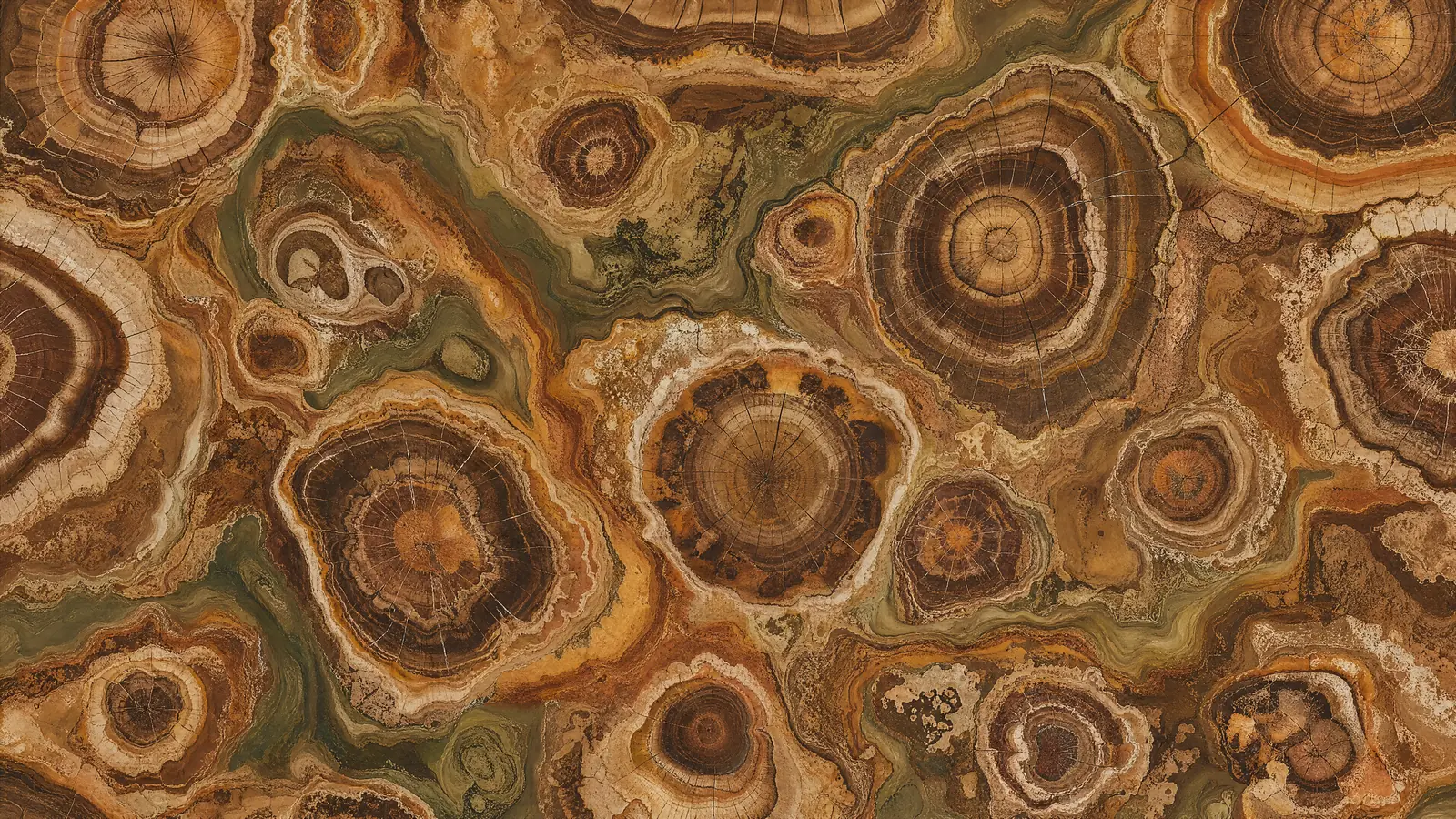 Papier peint panoramique Bois fossile stylisé automnal