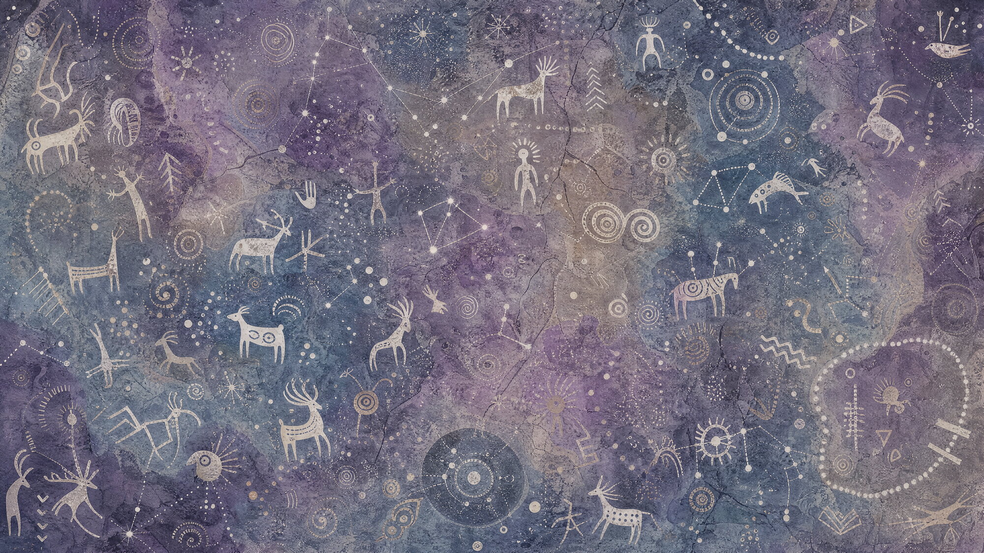 Papier peint panoramique Constellations rupestres abstraites