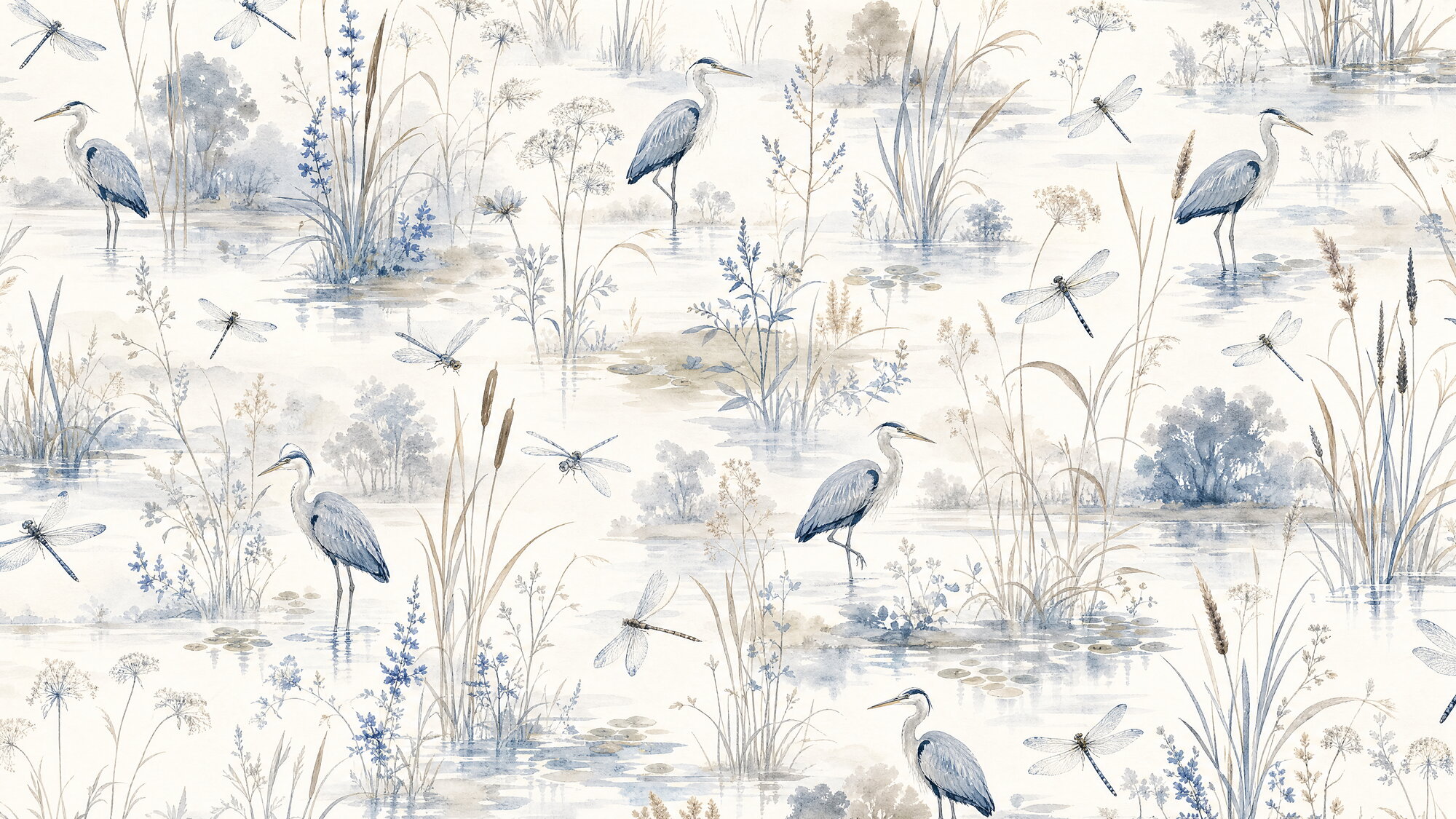 Papier peint panoramique faune locale aquarelle