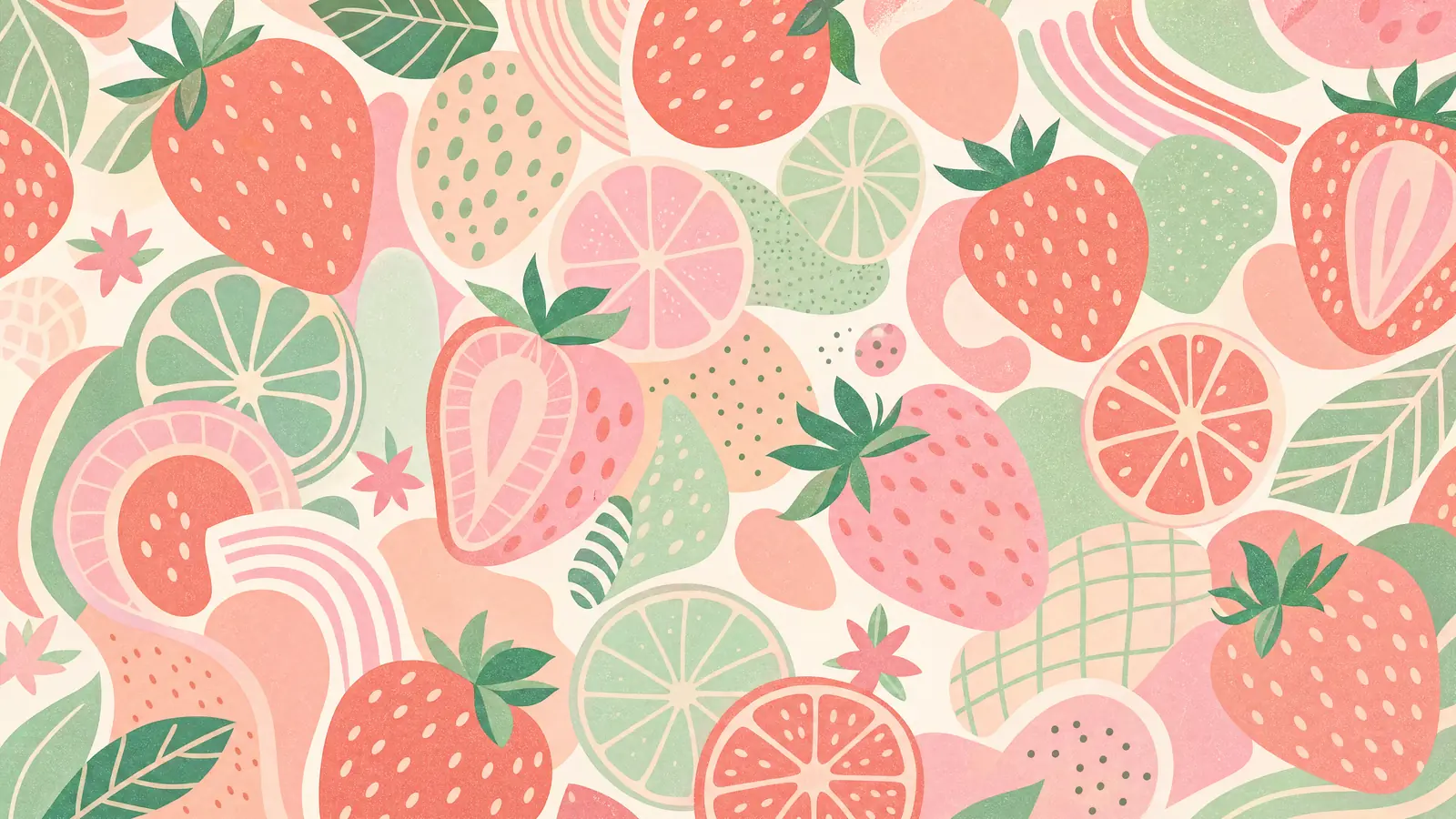 Papier peint panoramique Fraises rétro acidulées