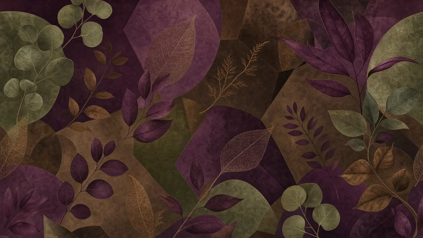 Papier peint panoramique Herbier Géométrique Velouté automnal