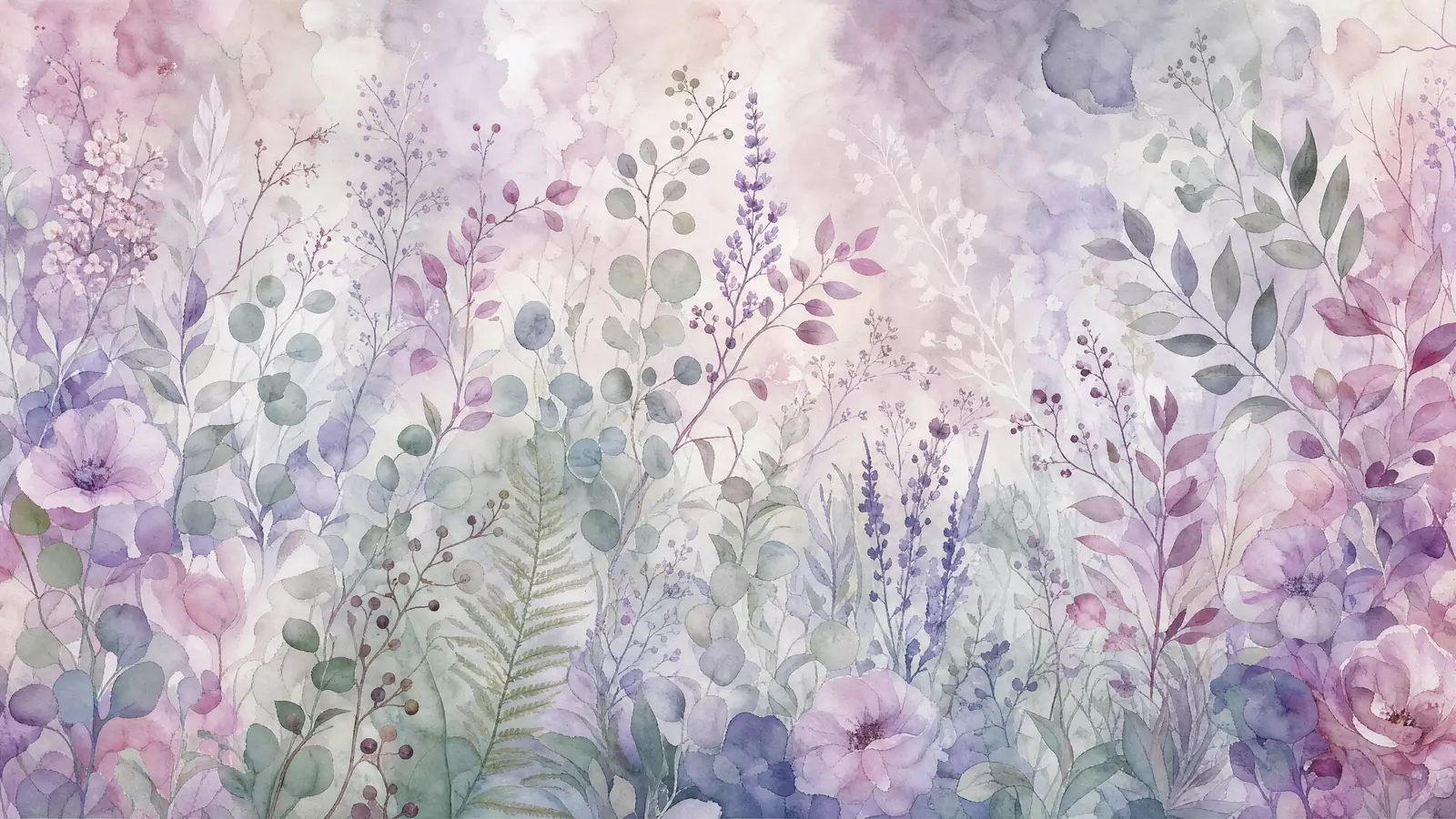 Papier peint panoramique Jardins Sonores Aquarellés