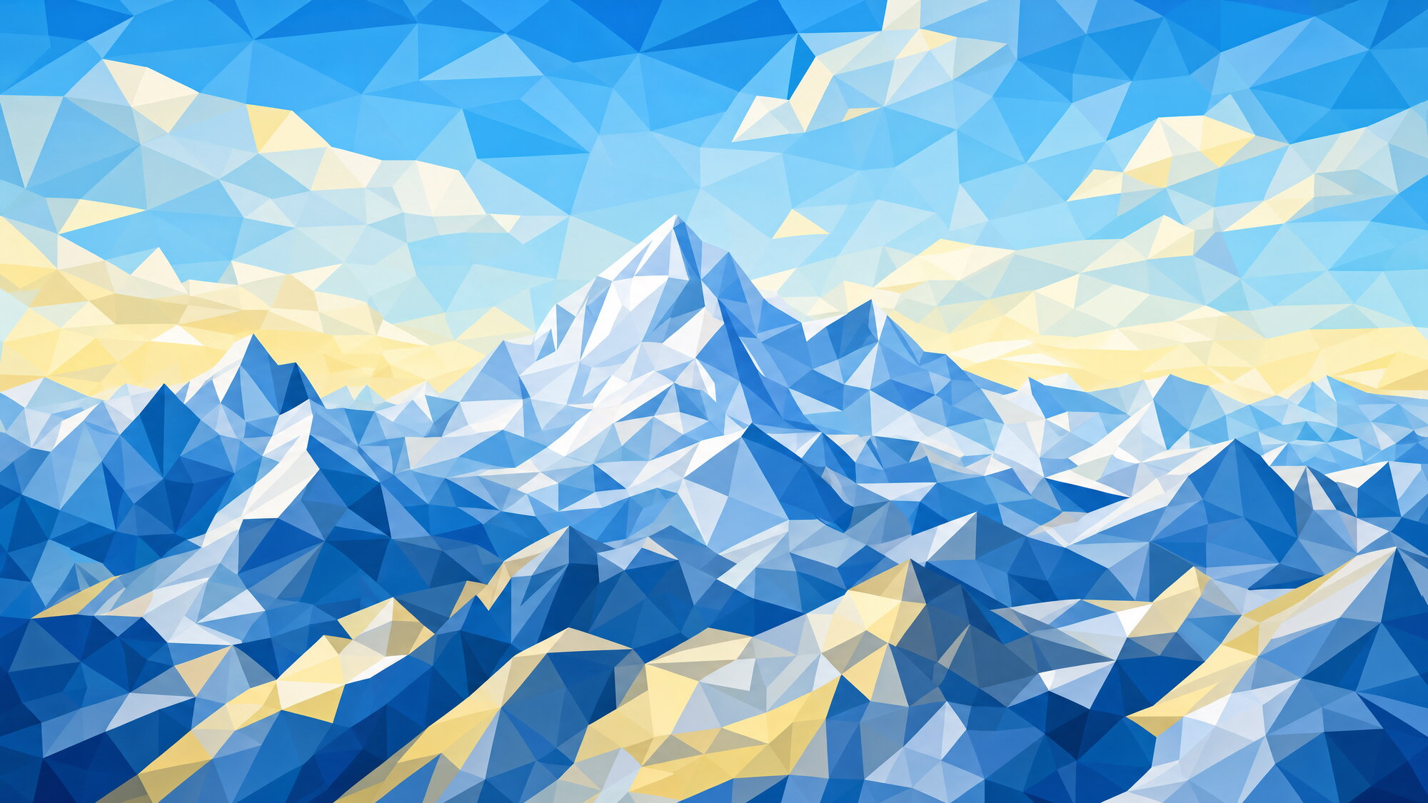 Papier peint panoramique montage géométrique bleu jaune