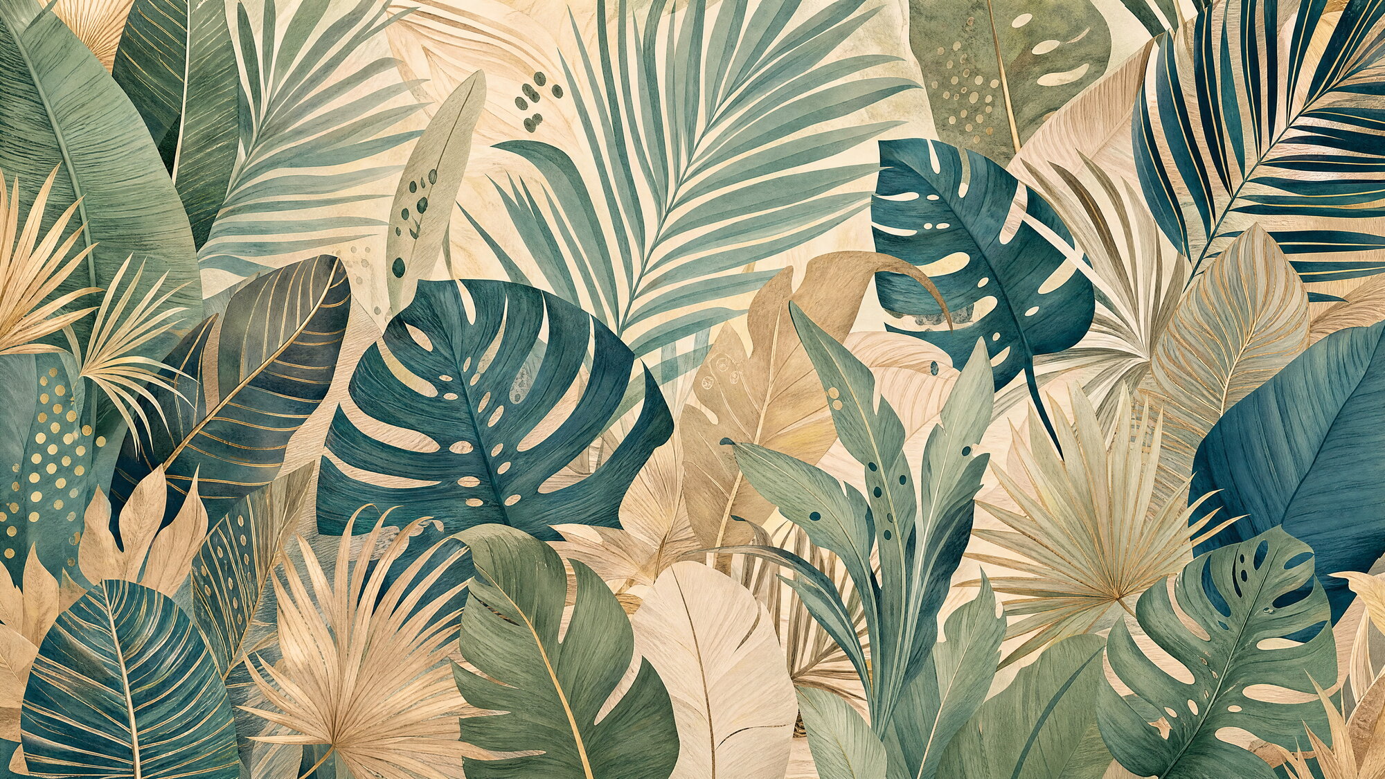 Papier peint panoramique Mur végétal tropical abstrait