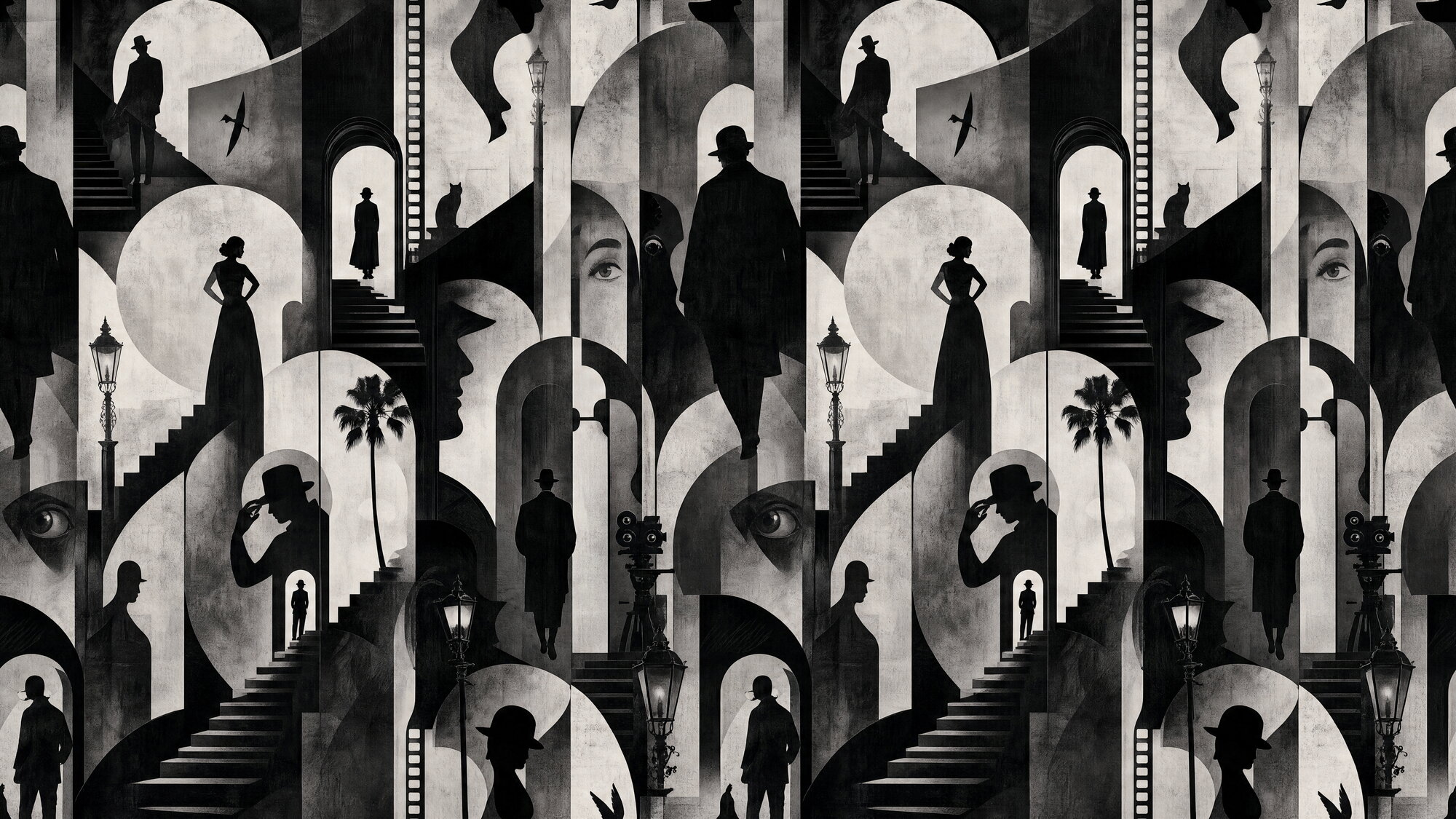 Papier peint panoramique Ombres Théâtrales Cinématographiques