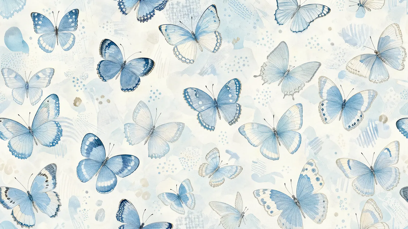 Papier peint panoramique Papillon rétro-vintage bleu layette
