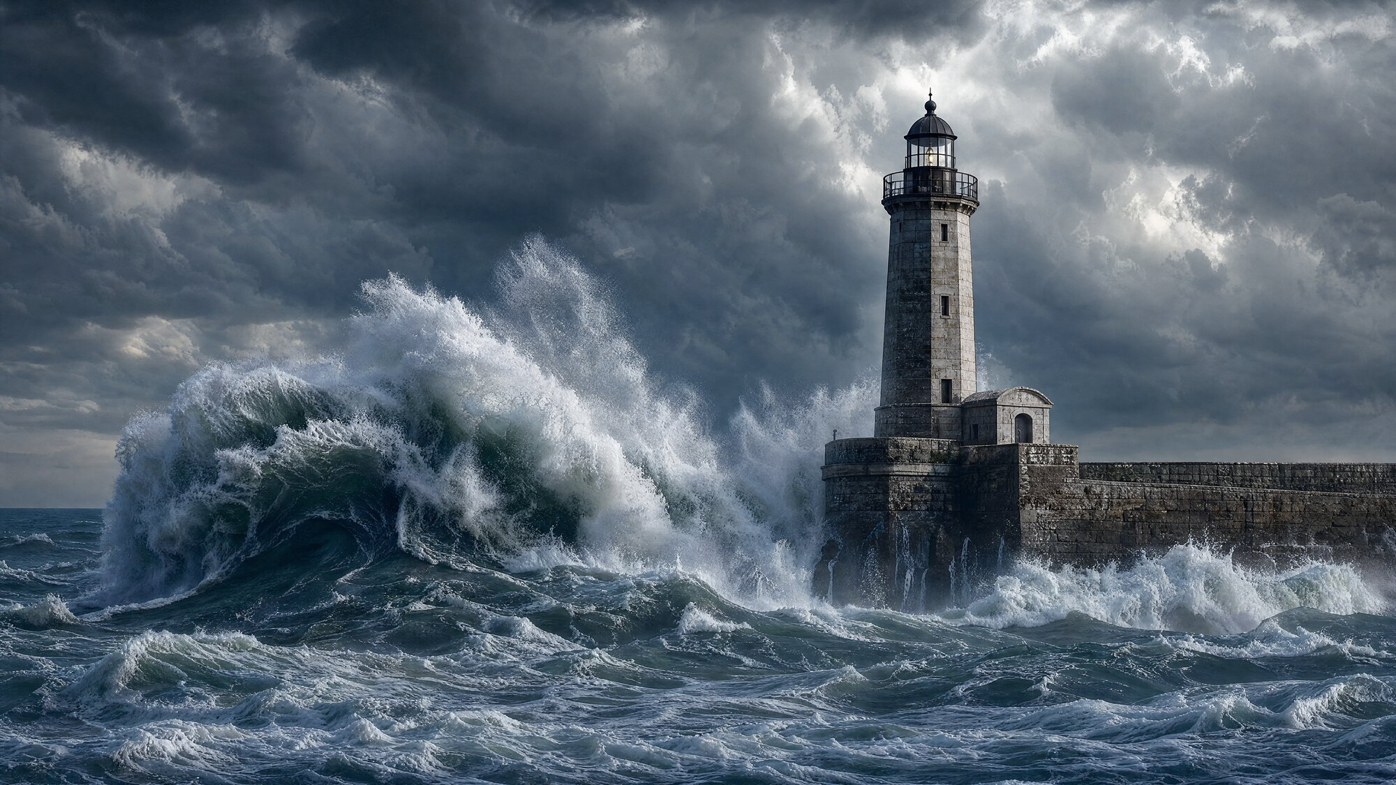 Papier peint panoramique Tempête bord de mer