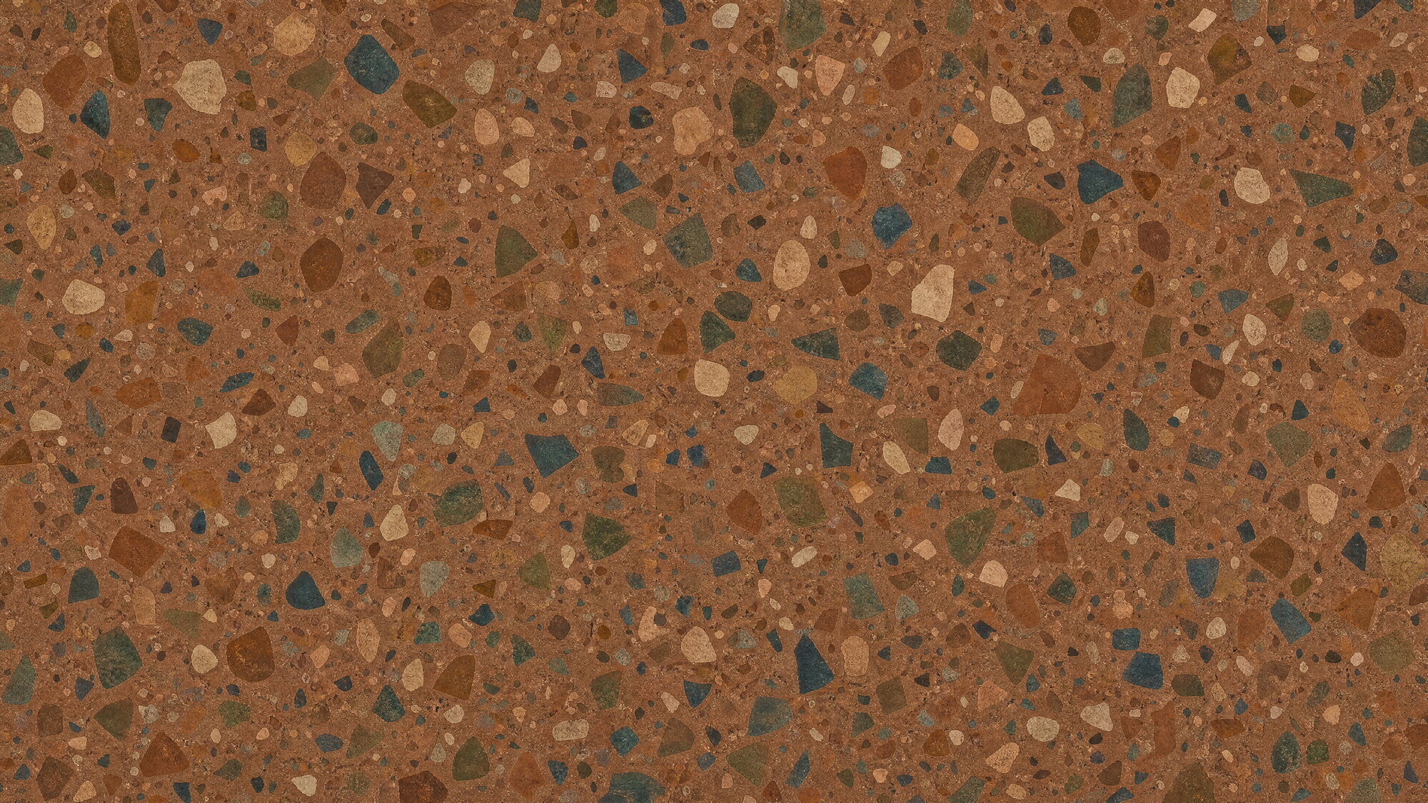 Papier peint panoramique Terrazzo profond & patine terre cuite