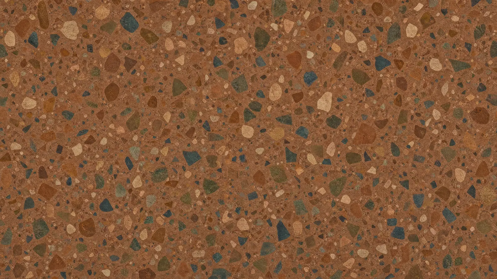 Papier peint panoramique Terrazzo profond & patine terre cuite