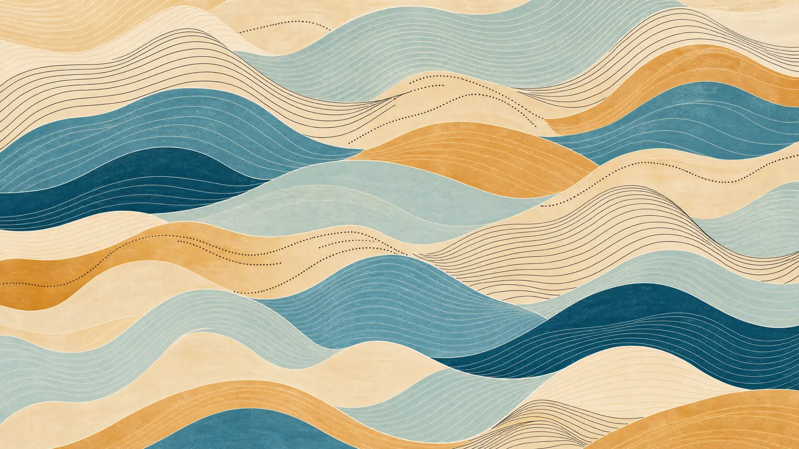 Papier peint panoramique Wave Lines motif linéaire ondulé marin
