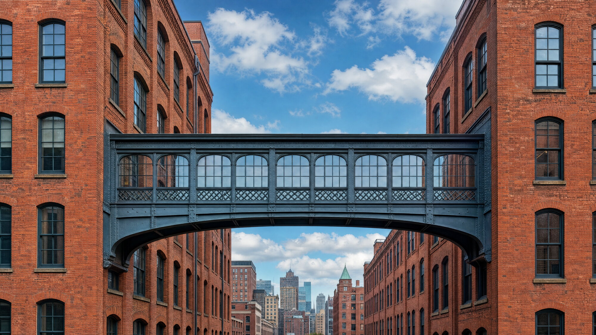Papier peint panoramique Pont urbain Brooklyn briques rouges