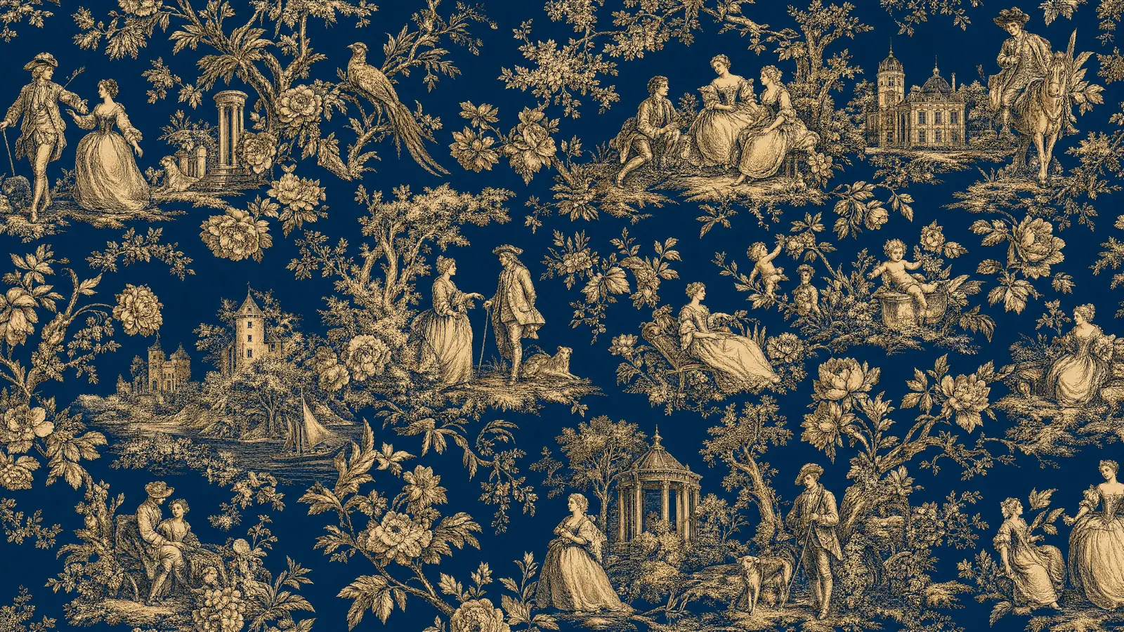 Papier peint Toile de Jouy Contemporaine XXL